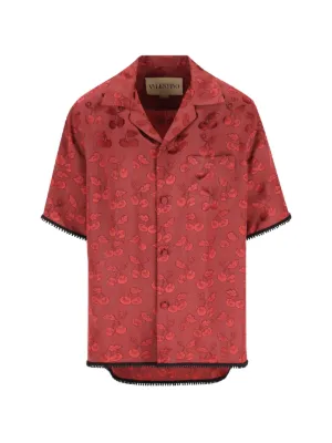 Valentino Garavani viscose bowling shirt with Cherryfic jacquard pattern