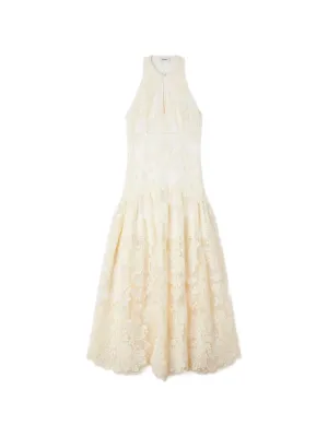 SANDRO floral cotton guipure maxi dress