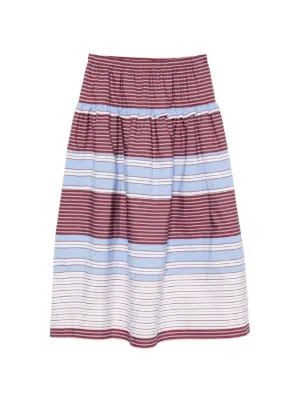 SANDRO striped tiered A-line long skirt