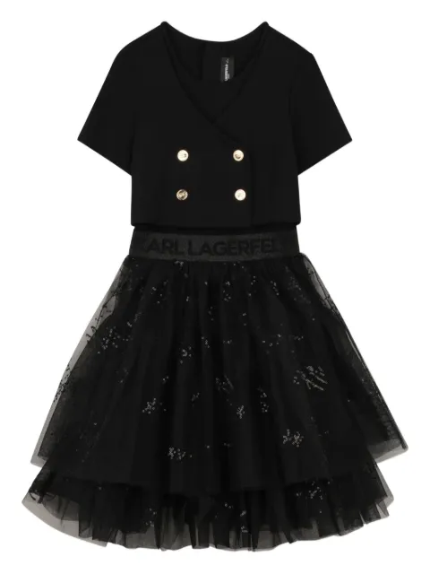 Karl Lagerfeld Kids button tiered dress