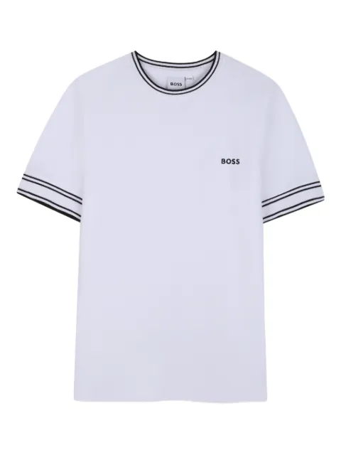 BOSS Kidswear logo-embroidered striped T-shirt