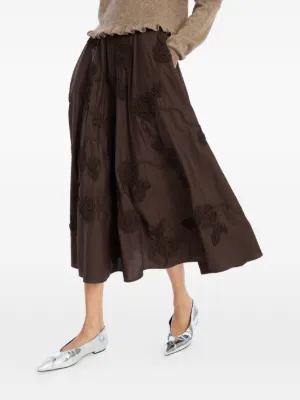 ROTATE BIRGER CHRISTENSEN flower maxi skirt dark brown