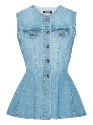 ROTATE BIRGER CHRISTENSEN flared denim top blue