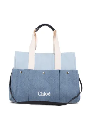 Chloé Kids logo-embroidery changing bag