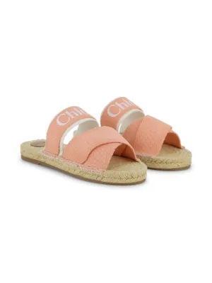 Chloé Kids logo crossover-strap sandals