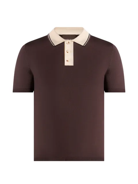 Manière De Voir Roux in brown contrast detail luxe knit polo shirt