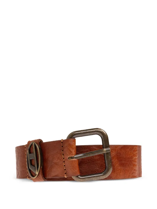 Diesel 3.9cm logo-plaque wrinkled leather belt