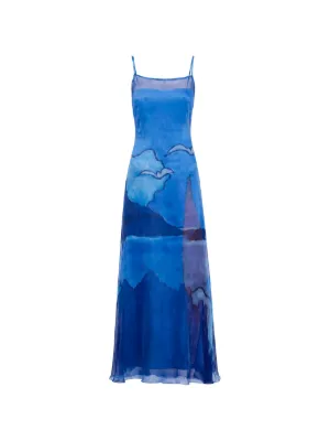 Donde Esteban Es Vedra side-slit silk maxi dress