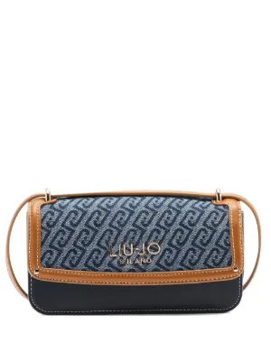 LIU JO small jacquard denim crossbody bag