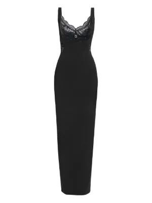 NISSA lace-detail crepe maxi dress