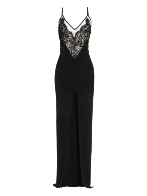 NISSA lace-panel maxi dress