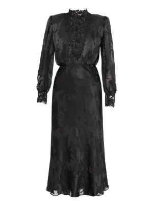 NISSA lace-trim midi dress