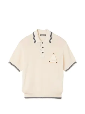 Jacquemus The Voilier striped-trim waffle-knit polo shirt