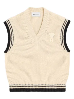 AMI Paris ribbed wool sleeveless Ami De Coeur sweater