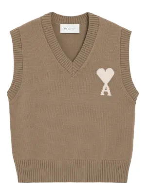 AMI Paris wool and cotton sleeveless Ami De Coeur sweater