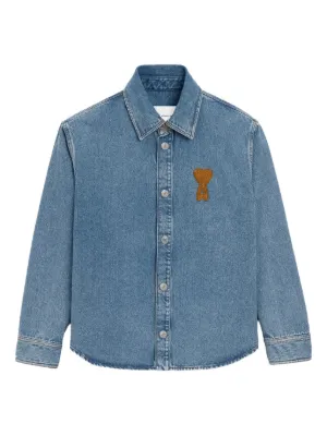 AMI Paris blue cotton knitted Ami De Coeur overshirt