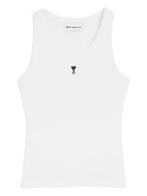 AMI Paris white cotton Ami De Coeur tank top