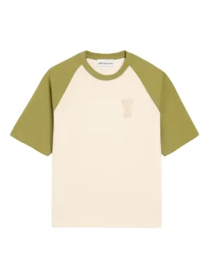 AMI Paris and green cotton Ami De Coeur knitted patch T-shirt