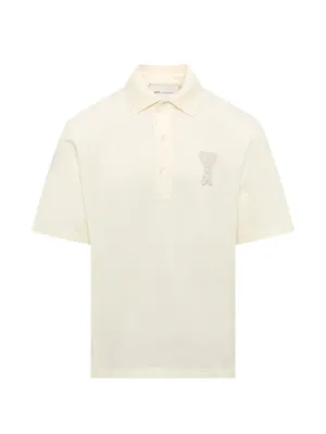 AMI Paris logo-patch cotton polo shirt