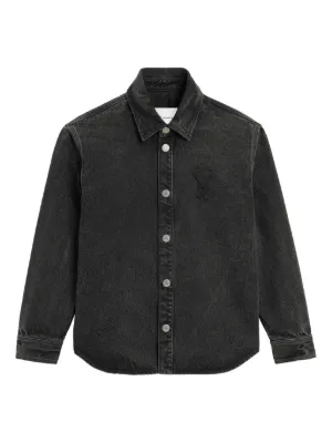 AMI Paris Overshirt with Knitted Ami de Coeur