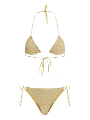 Missoni triangle bikini in lamé viscose with raschel workmanship