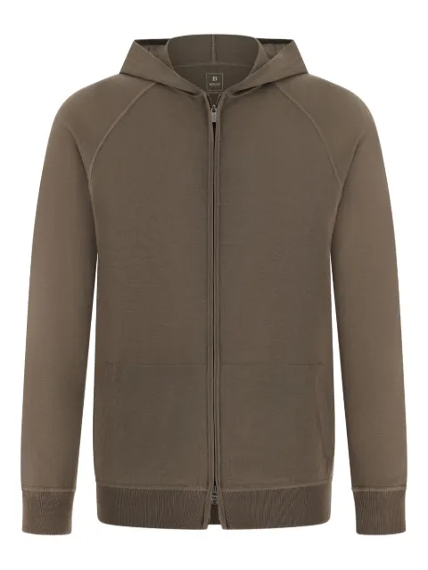 Boggi Milano full-zip knitted hoodie in superfine wool