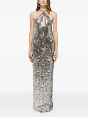 NISSA sequined open-back gown