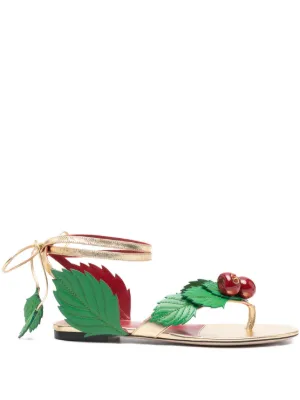 Valentino Garavani cherryfic thong sandals in laminated nappa leather and kidskin