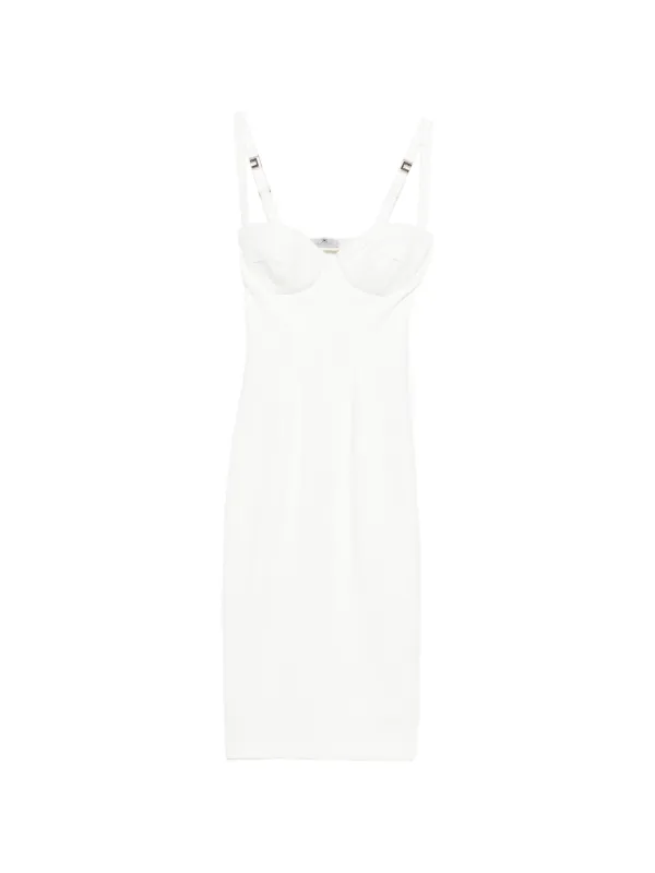 Elisabetta Franchi dress in lightweight crêpe fabric with raw-edge fabric