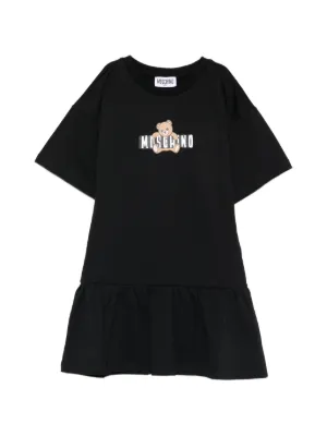 Moschino Kids bear-motif ruffled-detail dress