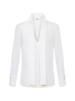 Elisabetta Franchi blouse in viscose georgette fabric with sash belt