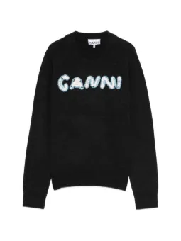 GANNI appliqué crew neck knitwear