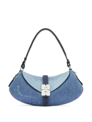 GANNI B-Kat logo-plaque denim tote bag