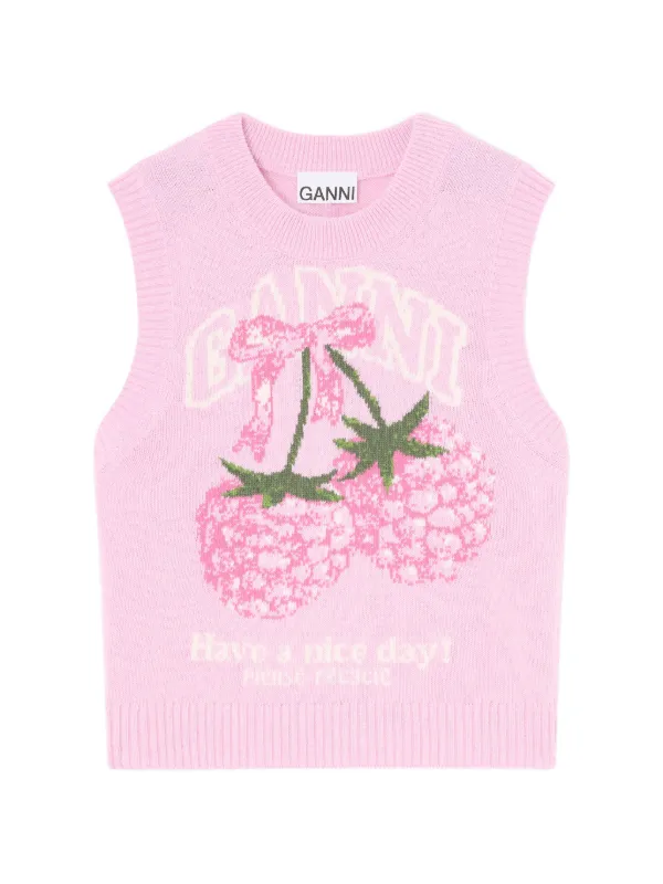 GANNI vest in graphic wool