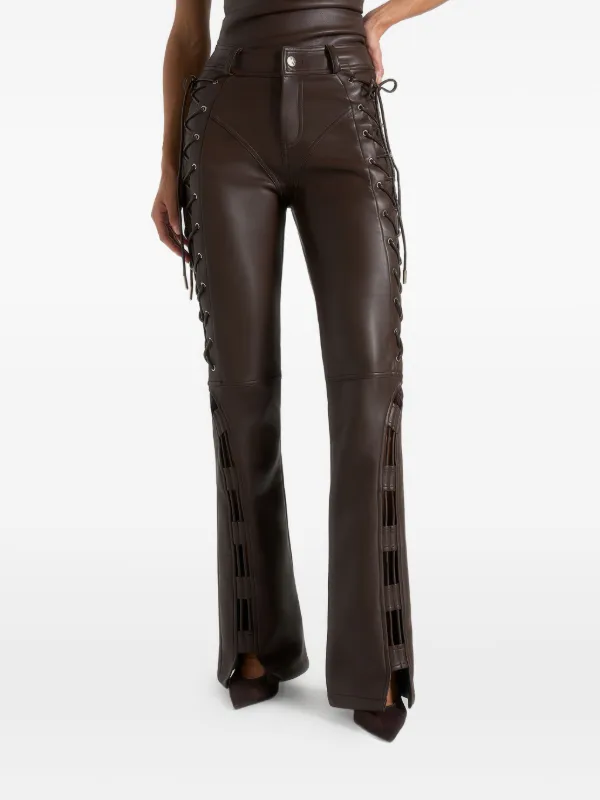 Manière De Voir Ambre leather lace up flared trousers
