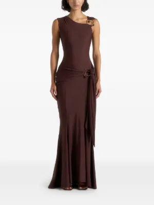 Manière De Voir Rania asymmetric draped maxi dress
