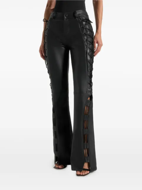Mani&egrave;re De Voir Ambre leather lace up flared trousers