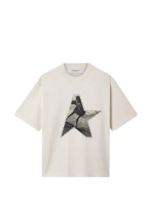 Golden Goose T-shirt in white cotton jersey with star print