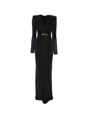 Elisabetta Franchi V-neck long-sleeve maxi dress