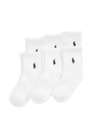 POLO RALPH LAUREN KIDS embroidered pony crew socks (set of six)