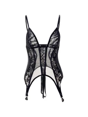 NISSA lace-insert tulle top
