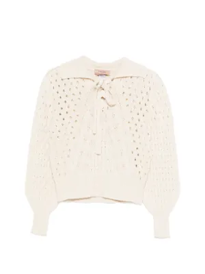 TWINSET cable knit jumper with bow