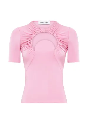 Marine Serre Moon gathered jersey short sleeves top