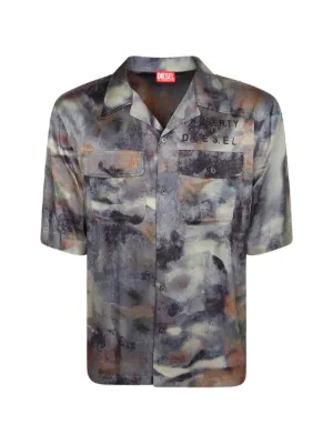 Diesel satin shirt with all-over camo print