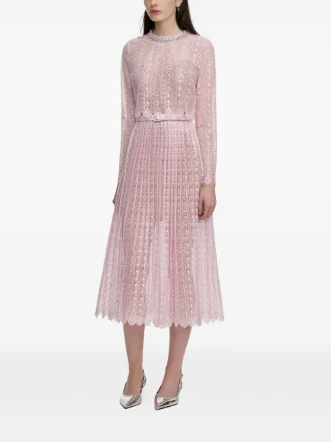 Self-Portrait lace pleated midi dress