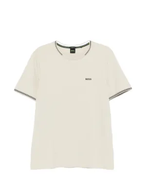 BOSS stretch-cotton T-shirt with stripes and logo