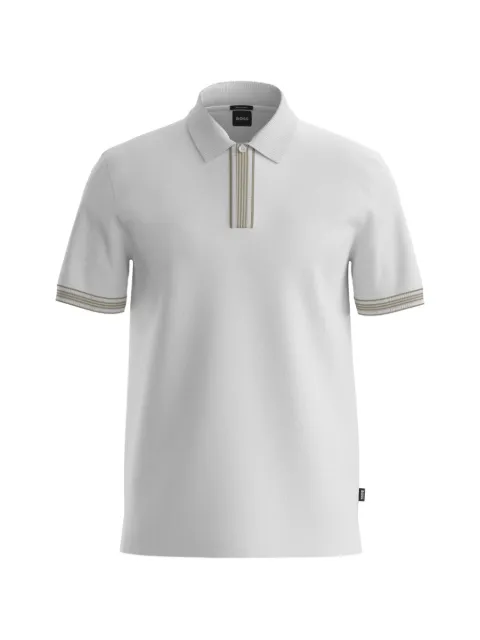 BOSS striped-trim polo shirt in mercerised cotton