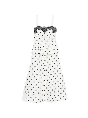 Self-Portrait polka dot-pattern lace-detail maxi dress