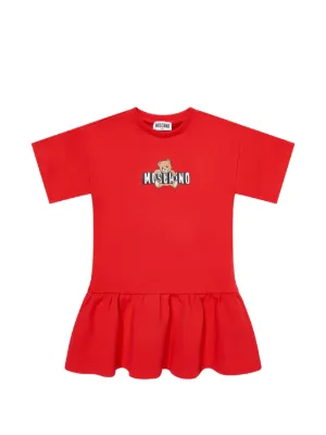 Moschino Kids teddy-print ruffled dress