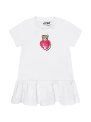 Moschino Kids ruffled teddy-print dress